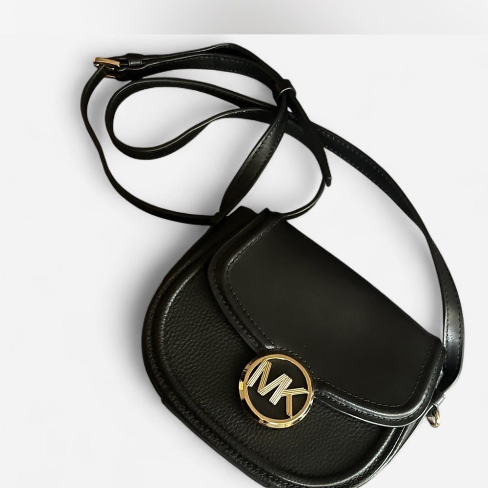 Michael Kors Black Crossbody Bag with Gold Logo